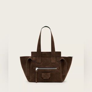 All Saints Dark Brown Suede Tote
